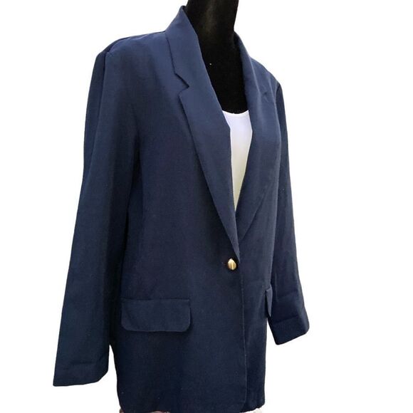 Worthington Petite Essentials vintage dark blue single button blazer - Picture 3 of 8